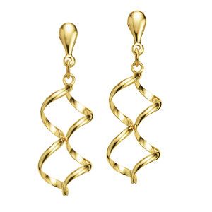 9ct Gold Twist Drop Earrings