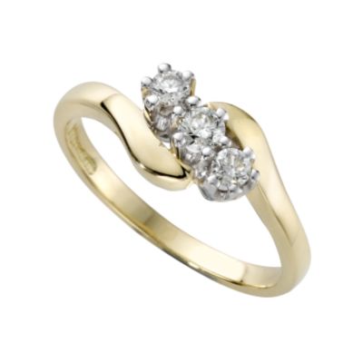 18ct gold quarter diamond three stone ring - Product number 4335732