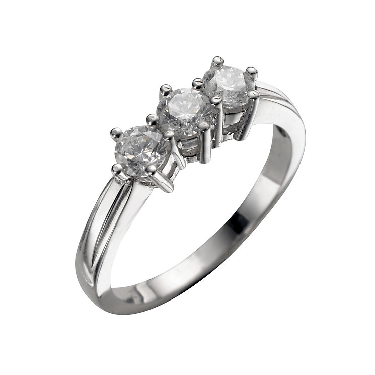 18ct white gold three quarter carat diamond three stone ring - Product ...