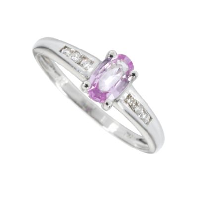 9ct white gold pink sapphire and diamond ring - Product number 4337107