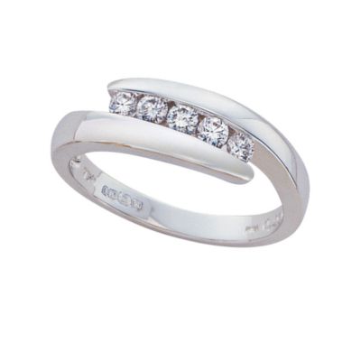 18ct white gold quarter carat diamond crossover ring - Product number 4339681