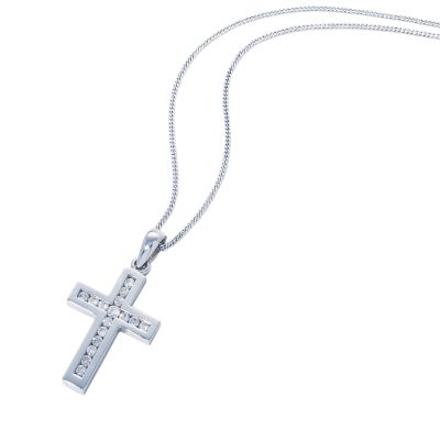 9ct white gold quarter cross diamond pendant - Product number 4348265