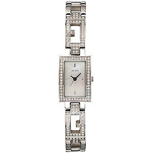 Guess Ladiesand#39; Stone-Set Silver-Coloured Watch