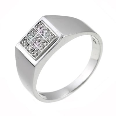 9ct White Gold Diamond Set Square Ring - Product number 4359801