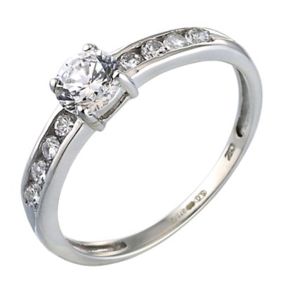 9ct White Gold Cubic Zirconia Ring