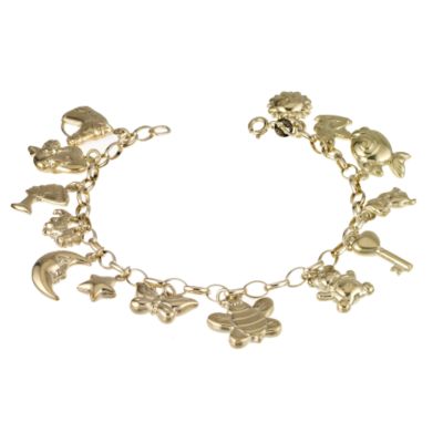 9ct yellow gold multi charm bracelet