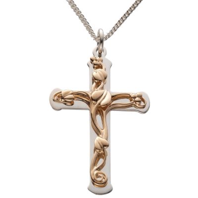 Silver and 9ct Rose Gold Tree of Life Cross