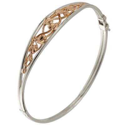 Silver and 9ct Rose Gold Tree of Life Bangle - Product number 4384830