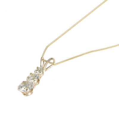 9ct Gold Cubic Zirconia Claw Set Bar Pendant