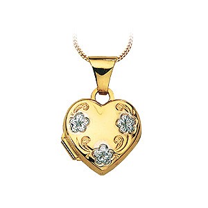 9ct Gold Heart Locket With Flower Design