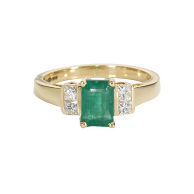 18ct gold emerald and diamond ring