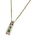 9ct Gold Emerald and Cubic Zirconia Bar Pendant