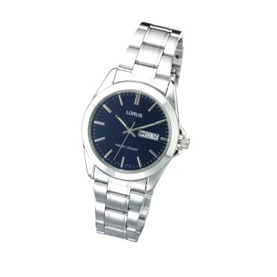 Menand#39;s Navy Blue Dial Bracelet Watch