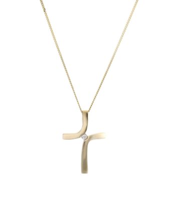 9ct gold Diamond Cross Pendant
