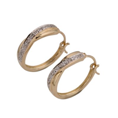 9ct Gold Diamond Hoop Earrings - Product number 4436806
