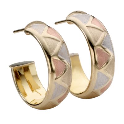9ct Gold Three Colour Hoop Earrings - Product number 4440315