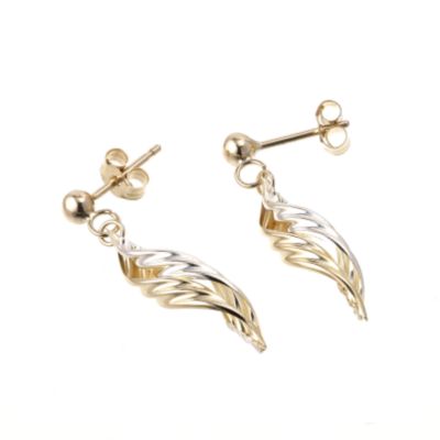 9ct Yellow And White Gold Twist Drop Earrings - Product number 4445201