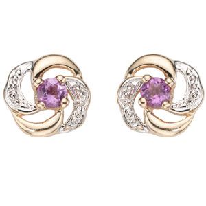 9ct Gold Amethyst Knot Stud Earrings