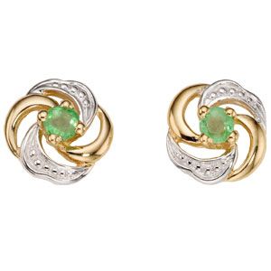 9ct gold Emerald Knot Stud Earrings