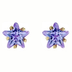 9ct gold Lavender Cubic Zirconia Star Shaped Stud Earrings
