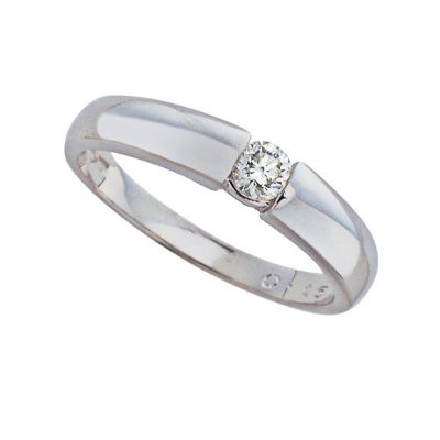 Platinum fifteen point diamond solitaire ring