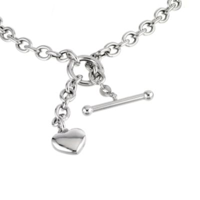 Unbranded 9ct white gold heart charm albert necklace