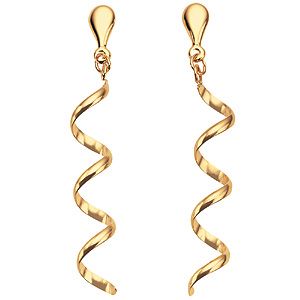 H Samuel 9ct Gold Twisted Drop Earrings