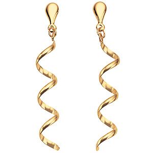 9ct Gold Twisted Drop Earrings