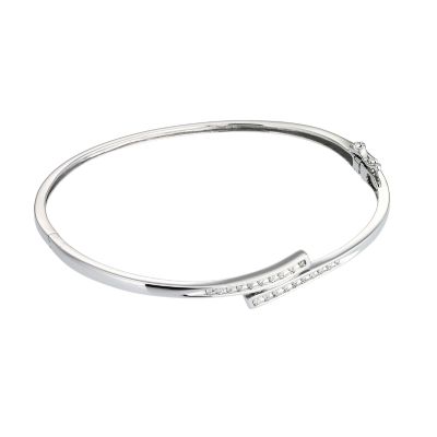 9ct White Gold Diamond Bangle