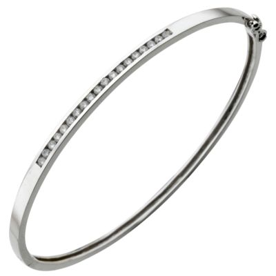9ct white gold forty point diamond bangle