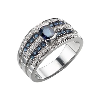9ct white gold sapphire and fifth carat diamond ring - Product number 4456416