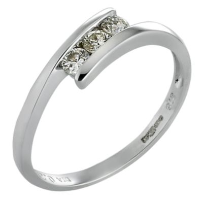 9ct White Gold Quarter Carat Diamond Trilogy Ring - Product number 4457110
