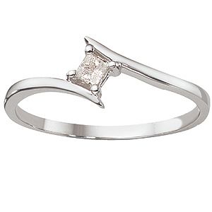 18ct White Gold 1/10 Carat Princess Cut Diamond Solitaire Ring