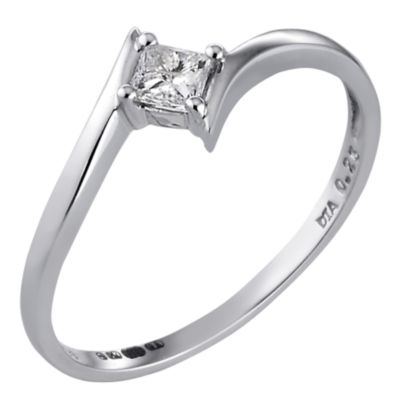 18ct White Gold Quarter Carat Princess Cut Diamond Ring