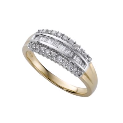 18ct gold half carat brilliant and baguette cut diamond ring - Product number 4458737