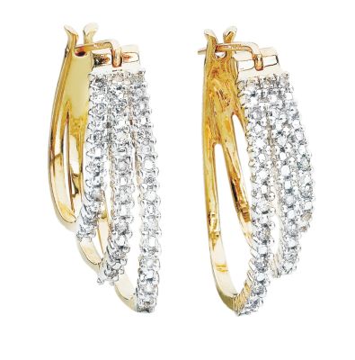 9ct Gold 1/3 Carat Diamond Hoop Earrings
