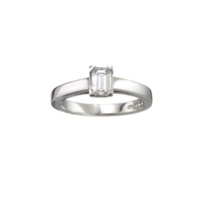 Platinum half carat emerald cut diamond solitaire ring - Product number 4462637