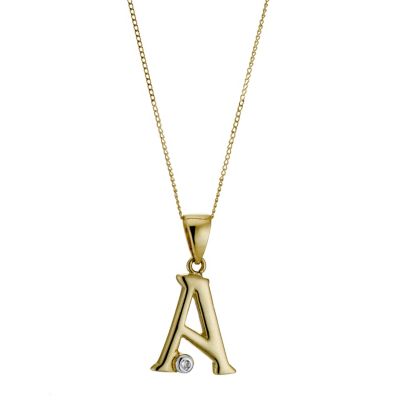 H Samuel 9ct Gold Cubic Zirconia Initial A Pendant