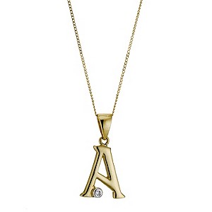 9ct Gold Cubic Zirconia Initial A Pendant