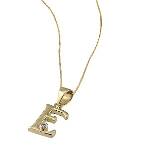 9ct gold Cubic Zirconia Set Letter E Pendant with 16 Chain