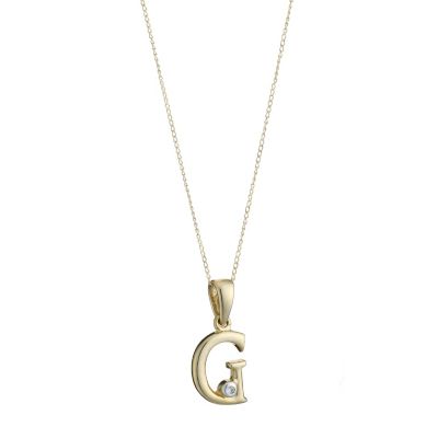 Unbranded 9ct Cubic Zirconia Initial G Pendant