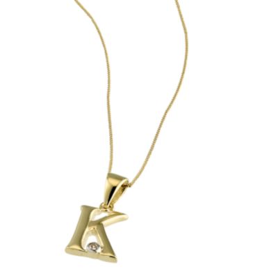 H Samuel 9ct Gold Cubic Zirconia Set Letter K Pendant