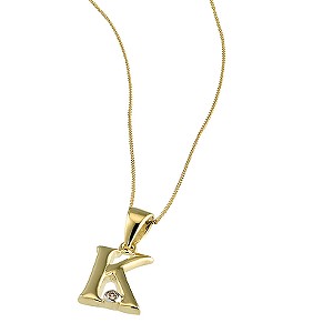 9ct gold Cubic Zirconia Set Letter K Pendant with 16 Chain