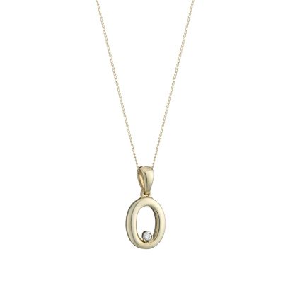 H Samuel 9ct Gold Cubic Zirconia Initial O Pendant