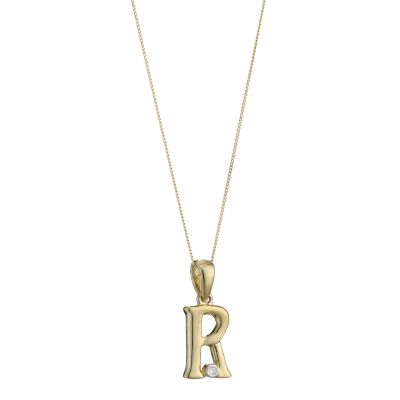 Unbranded 9ct Cubic Zirconia Initial R Pendant