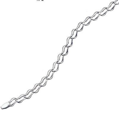 9ct White Gold 7.25'' Double Wave Bracelet