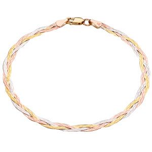 Unbranded 9ct Three Colour Gold Herringbone bracelet