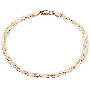 9ct Three Colour Gold Herringbone bracelet