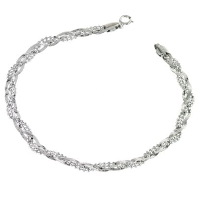 Unbranded 9ct White Gold Herringbone and Bead Bracelet