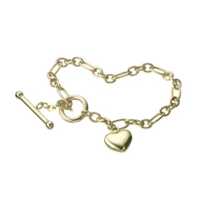 9ct Gold Belch Heart T-Bar Bracelet